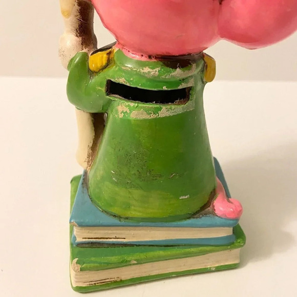 Vintage 1968 OSL Coin Bank Japan Graduating Pink Mouse  7 Inch Tall Figurine - Picture 7 of 16